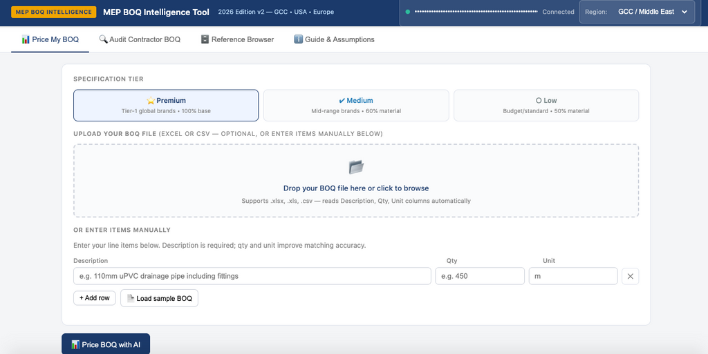 MEP BOQ Pricing App