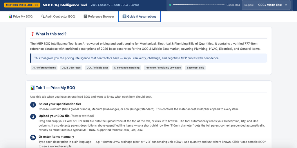 MEP BOQ Pricing App
