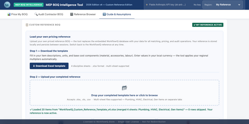 MEP BOQ Intelligence Tool v4 — Custom Reference Edition