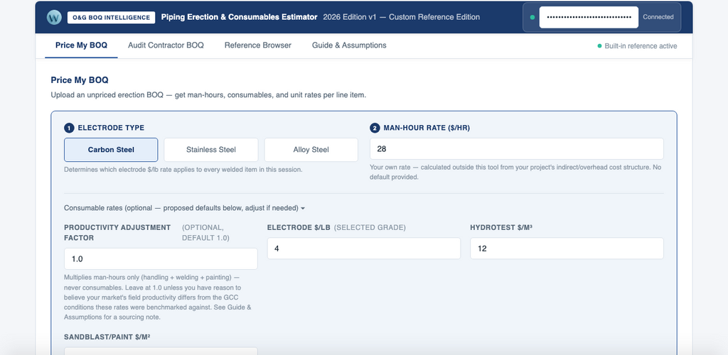 Oil & Gas BOQ Intelligence Tool - Piping Erection Estimator